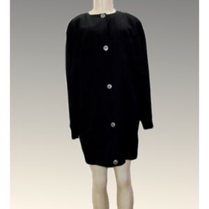Vintage Charles Jourdan Black Wool Coat Dress 12